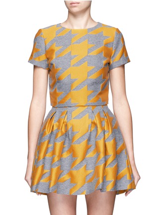 Main View - Click To Enlarge - ALICE & OLIVIA - 'Sarina' houndstooth patchwork boxy cropped top