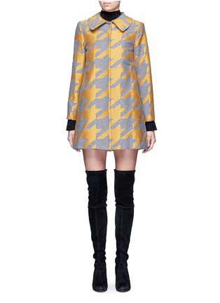 Main View - Click To Enlarge - ALICE & OLIVIA - 'Kinsley' houndstooth satin patchwork coat