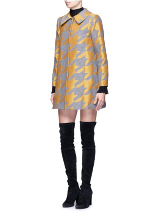 Figure View - Click To Enlarge - ALICE & OLIVIA - 'Kinsley' houndstooth satin patchwork coat