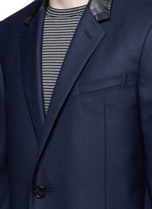 Detail View - Click To Enlarge - LANVIN - Slim fit contrast leather collar wool coat