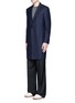 Front View - Click To Enlarge - LANVIN - Slim fit contrast leather collar wool coat