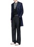 Figure View - Click To Enlarge - LANVIN - Slim fit contrast leather collar wool coat