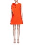 Main View - Click To Enlarge - DELPOZO - Floral pin fold textured dress