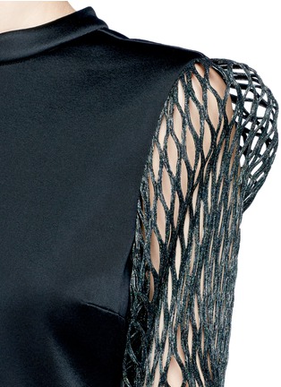 Detail View - Click To Enlarge - ELLERY - 'Cherries' ruched fishnet sleeve tunic