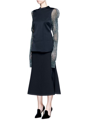 Front View - Click To Enlarge - ELLERY - 'Cherries' ruched fishnet sleeve tunic