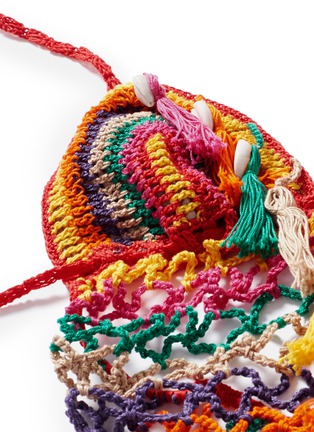 Detail View - Click To Enlarge - ANNA KOSTUROVA - 'Aztec' seashell stripe crochet monokini swimsuit