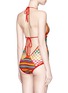 Back View - Click To Enlarge - ANNA KOSTUROVA - 'Aztec' seashell stripe crochet monokini swimsuit