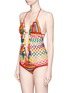 Figure View - Click To Enlarge - ANNA KOSTUROVA - 'Aztec' seashell stripe crochet monokini swimsuit