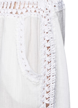 Detail View - Click To Enlarge - ANNA KOSTUROVA - 'Giza' crochet trim cotton drawstring harem pants