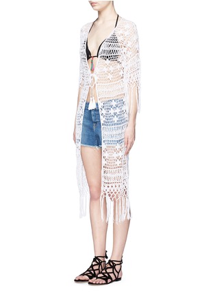 Front View - Click To Enlarge - ANNA KOSTUROVA - Tassel crochet knit maxi kimono cover-up