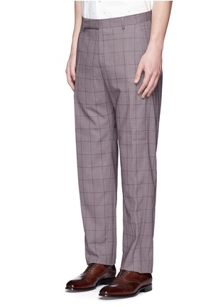 Front View - Click To Enlarge - PAUL SMITH - Windowpane check Loro Piana® wool travel pants