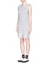 Front View - Click To Enlarge - COCURATA - Foil stripe bonded jersey dress