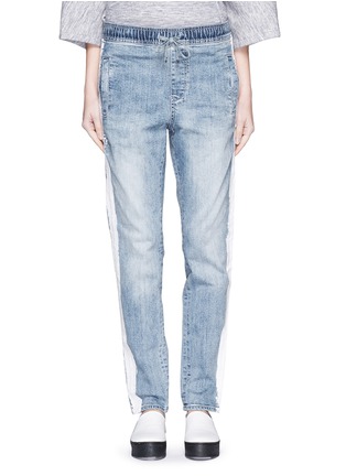Detail View - Click To Enlarge - COCURATA - "Denim Trax' elastic waist jeans