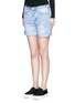 Front View - Click To Enlarge - COCURATA - Paint splatter rolled denim shorts