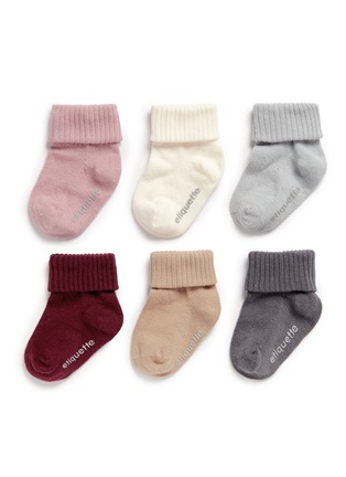 Main View - Click To Enlarge - ETIQUETTE CLOTHIERS - 'Basic Luxuries Girl' infant socks 6-pair set