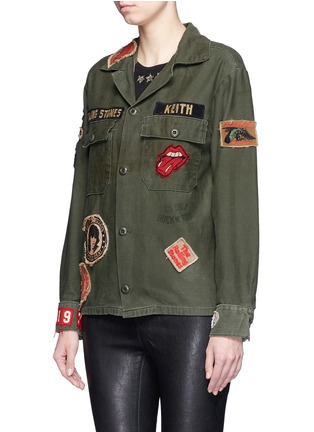 Front View - Click To Enlarge - MADEWORN - 'Rolling Stones' one of a kind patch cotton jacket
