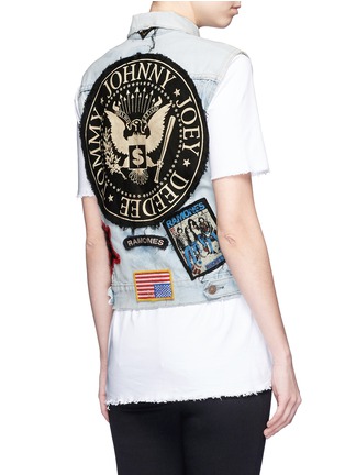 Back View - Click To Enlarge - MADEWORN - 'Ramones' one of a kind patch denim vest