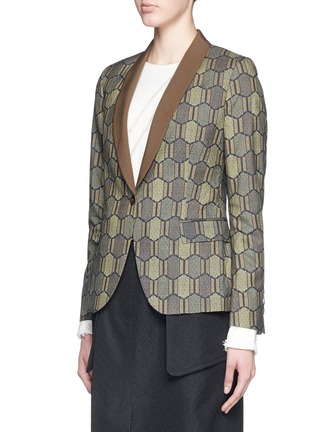 Front View - Click To Enlarge - IBRIGU - One of a kind honeycomb foulard silk blazer