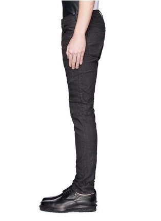 Detail View - Click To Enlarge - NEIL BARRETT - Biker raw denim skinny jeans