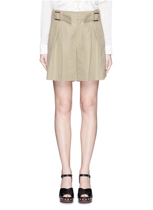 Main View - Click To Enlarge - CHLOÉ - Buckle strap inverted pleat cotton-linen shorts