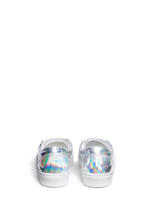 Back View - Click To Enlarge - CHIARA FERRAGNI - 'I Feel' detachable smiley patch holographic leather slip-ons