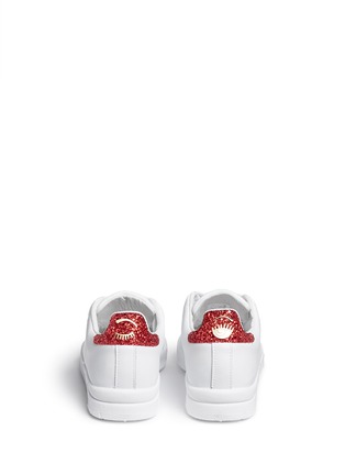Back View - Click To Enlarge - CHIARA FERRAGNI - 'Roger' glitter collar leather sneakers