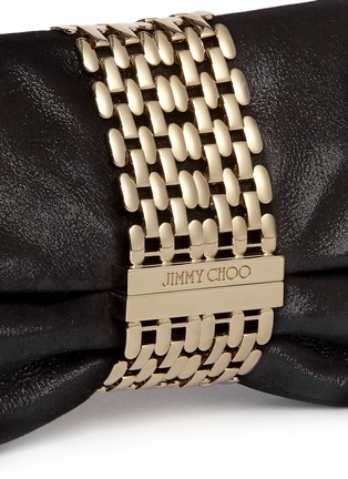 Detail View - Click To Enlarge - JIMMY CHOO - 'Chandra' chain clasp glitter suede clutch
