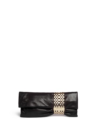 Main View - Click To Enlarge - JIMMY CHOO - 'Chandra' chain clasp glitter suede clutch