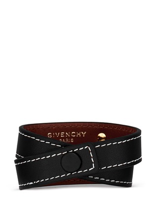Figure View - Click To Enlarge - GIVENCHY - Logo plate calf leather bracelet