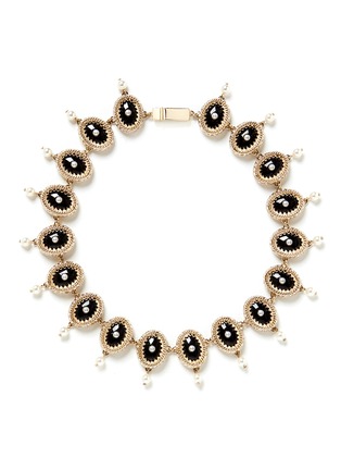 Main View - Click To Enlarge - GIVENCHY - Pearl onyx stone station necklace