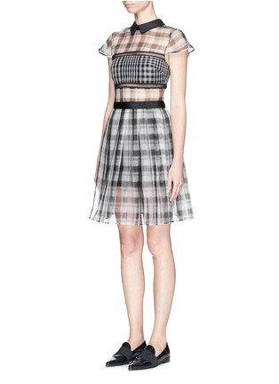 Front View - Click To Enlarge - SELF-PORTRAIT - Plaid check organza collar dress