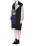 Front View - Click To Enlarge - CYNTHIA & XIAO - Braided paracord belt oversize patchwork coat