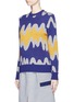 Front View - Click To Enlarge - CYNTHIA & XIAO - Swirl colourblock Merino wool sweater
