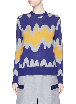 Main View - Click To Enlarge - CYNTHIA & XIAO - Swirl colourblock Merino wool sweater