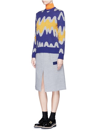 Figure View - Click To Enlarge - CYNTHIA & XIAO - Swirl colourblock Merino wool sweater