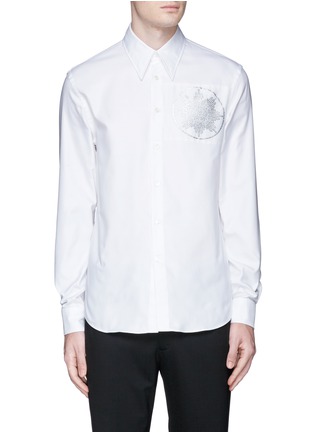 Main View - Click To Enlarge - ALEXANDER MCQUEEN - Medallion patch embroidery basketweave shirt