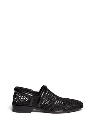 Main View - Click To Enlarge - ALEXANDER WANG - 'Jenna' leather trim mesh Oxford slip-ons
