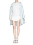 Figure View - Click To Enlarge - HELEN LEE - Pleated flap piqué shorts