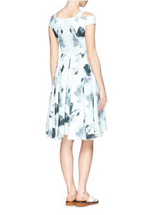 Back View - Click To Enlarge - HELEN LEE - Cold shoulder floral print piqué dress