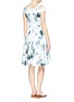 Back View - Click To Enlarge - HELEN LEE - Cold shoulder floral print piqué dress