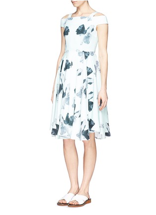 Figure View - Click To Enlarge - HELEN LEE - Cold shoulder floral print piqué dress