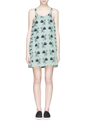 Main View - Click To Enlarge - HELEN LEE - Plissé pleat side floral print dress