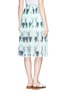 Back View - Click To Enlarge - HELEN LEE - Floral print plissé pleat mesh midi skirt