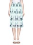 Main View - Click To Enlarge - HELEN LEE - Floral print plissé pleat mesh midi skirt