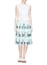 Figure View - Click To Enlarge - HELEN LEE - Floral print plissé pleat mesh midi skirt