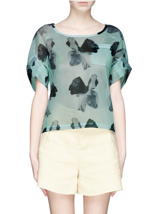 Main View - Click To Enlarge - HELEN LEE - Floral print mesh T-shirt
