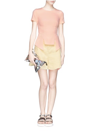 Figure View - Click To Enlarge - HELEN LEE - Cutout peplum stretch crepe top