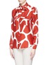 Front View - Click To Enlarge - STELLA JEAN - 'Scimmia' giraffe print tie neck silk blouse