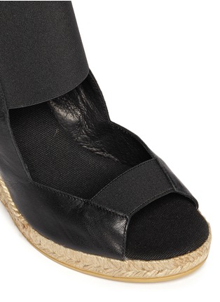 Detail View - Click To Enlarge - SARAH SUMMER - Elastic band leather espadrille wedge sandal booties