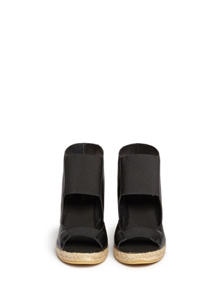 Figure View - Click To Enlarge - SARAH SUMMER - Elastic band leather espadrille wedge sandal booties